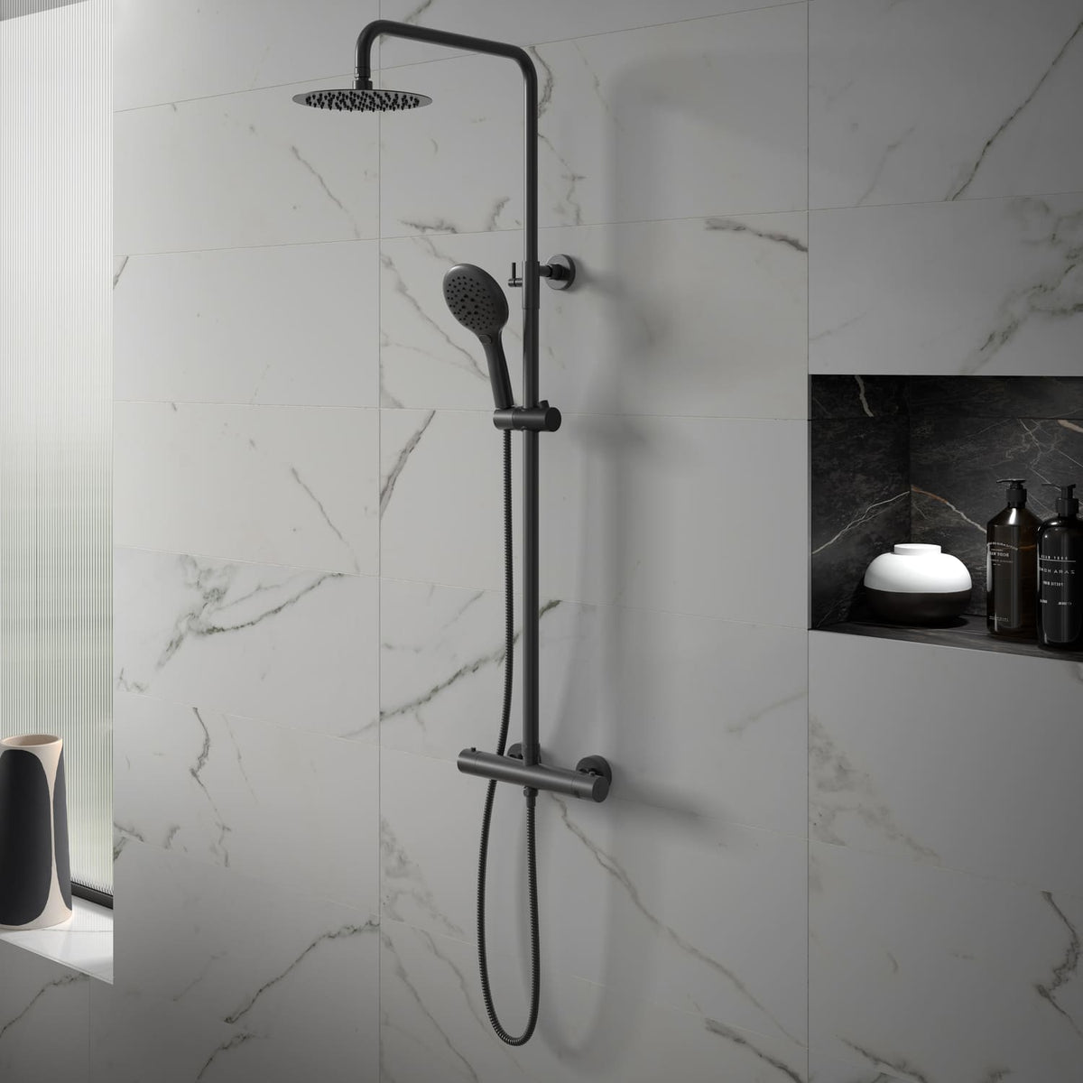 Tailored Round Shower Set, Shower Niche & Basin Mixer Tap Package ...