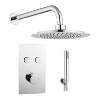 Tailored 2 Outlet Round Twin Push Button Concealed Overhead Shower Kit - Chrome