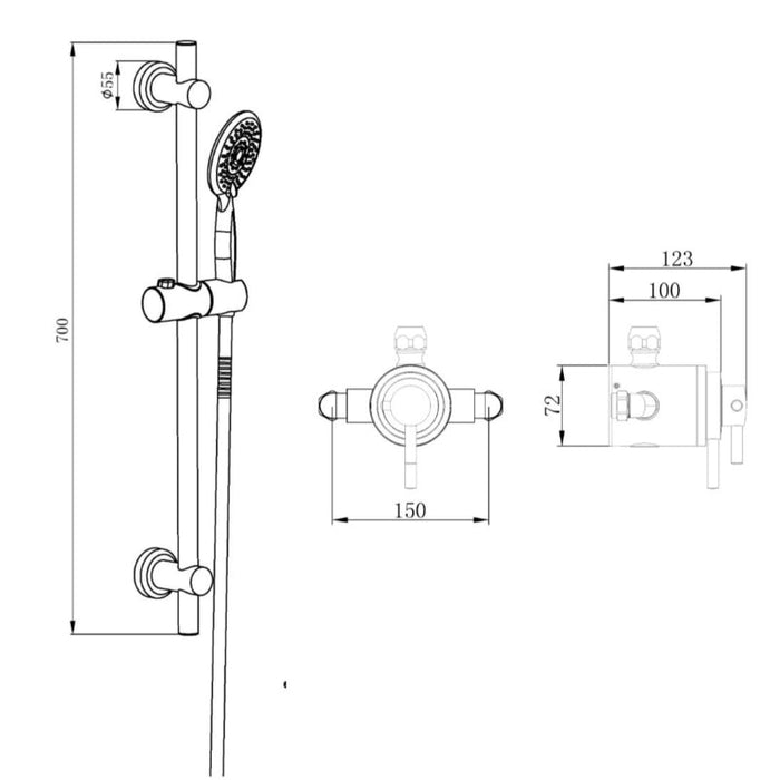 Tailored Conwy Premium Concentric Dual Control Shower Valve & Riser Rail Kit