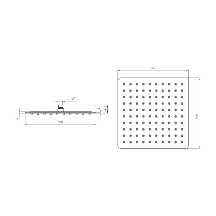 Tailored 250mm Stainless Steel Square Shower Head