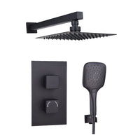 Tailored 2 Outlet 2 Handle Square Concealed Thermostatic Shower Valve Wall Kit - Orca Black