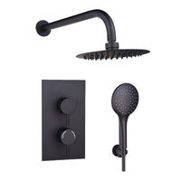 Tailored 2 Outlet 2 Handle Round Concealed Thermostatic Shower Valve Wall Kit - Orca Black