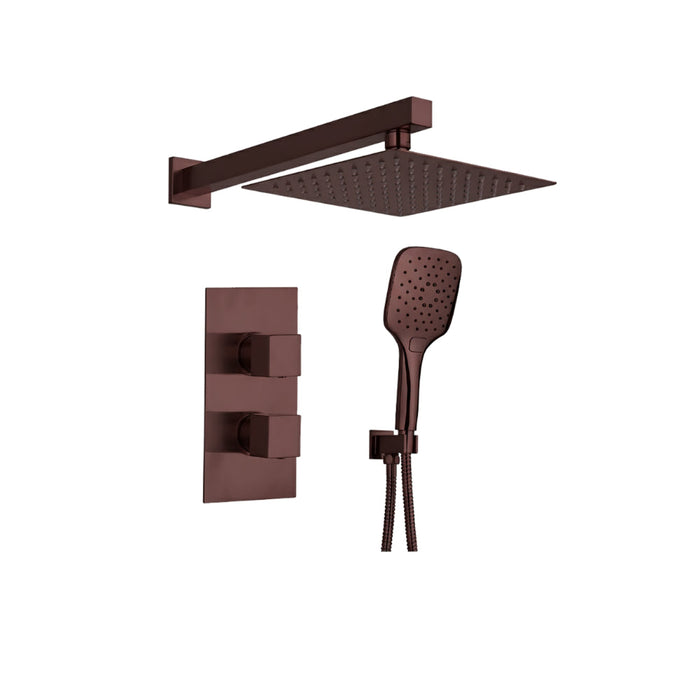 Tailored 2 Outlet 2 Handle Square Concealed Thermostatic Shower Kit