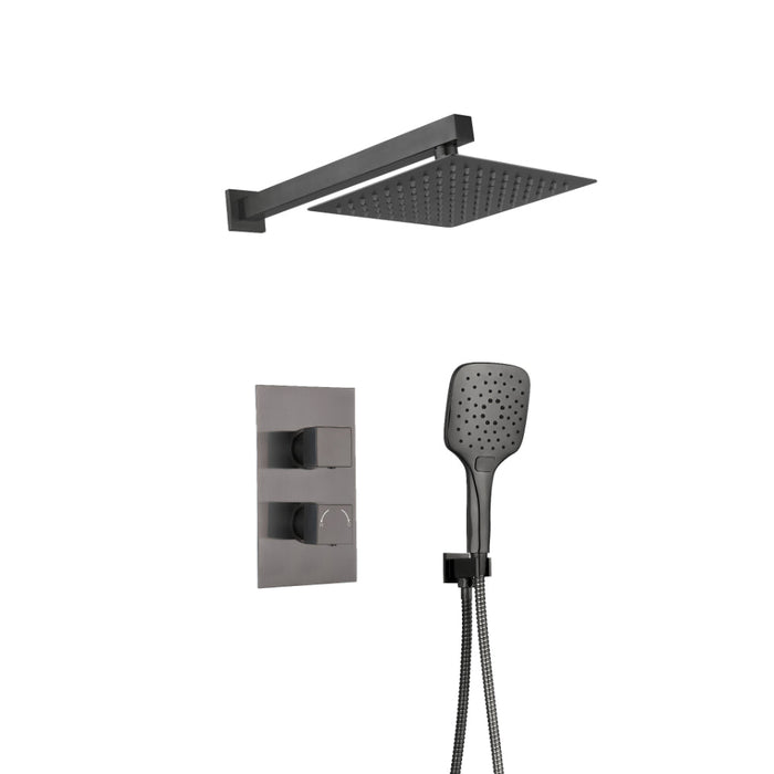 Tailored 2 Outlet 2 Handle Square Concealed Thermostatic Shower Kit