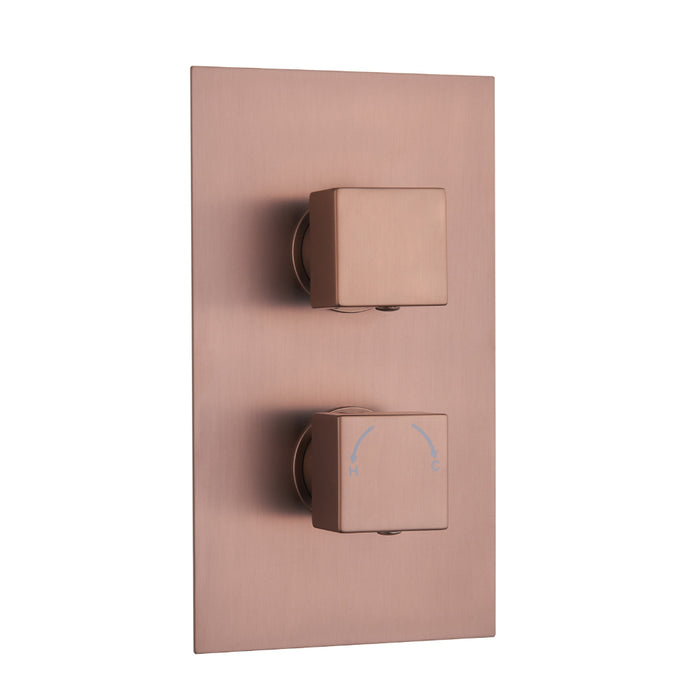 Tailored 2 Outlet 2 Handle Square Concealed Thermostatic Shower Valve