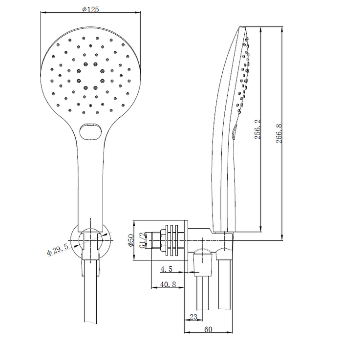 Tailored Round Wall Outlet Elbow with Bracket Hose & Handset