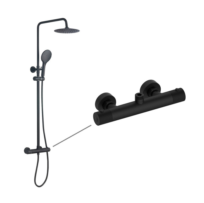 Tailored Menai Premium Round Thermostatic Overhead Shower Kit with Knurled Handles