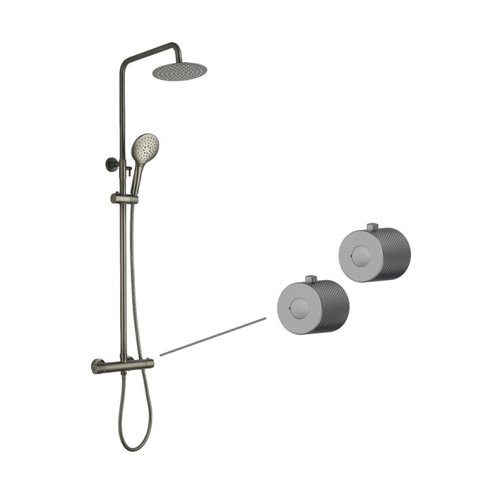 Tailored Menai Premium Round Thermostatic Overhead Shower Kit with Knurled Handles