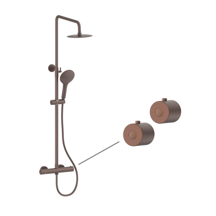 Tailored Menai Premium Round Thermostatic Overhead Shower Kit with Knurled Handles