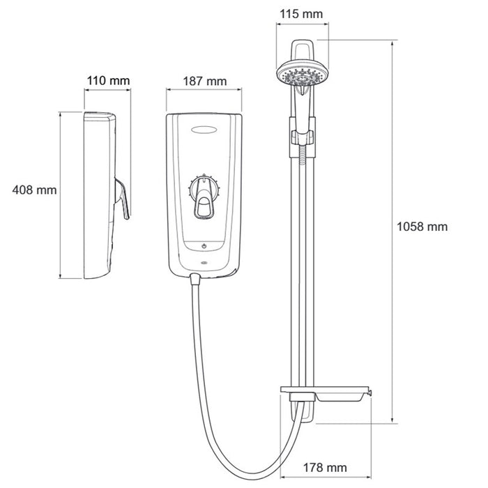 Mira Advance Flex Extra Thermostatic 8.7kW Electric Shower - White