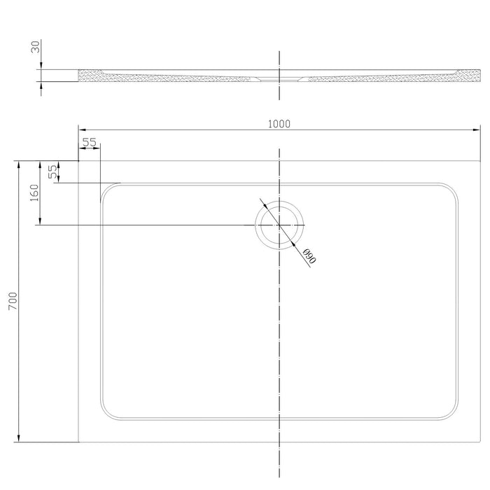 Scudo Riva Rectangular Shower Tray with Waste - White