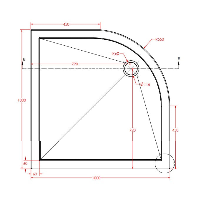 Eastbrook Corsair Anti-Slip Quadrant Shower Tray - White