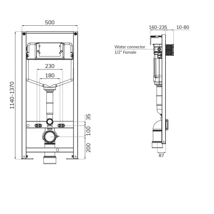 Sonas Living Universal Frame & Cistern For Wall Hung WC