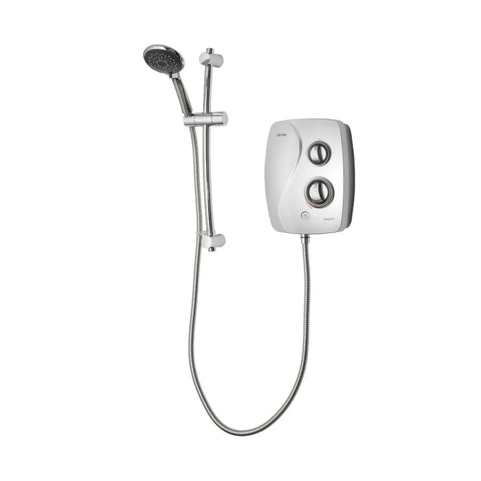 Triton Novel SR Thermostatic Power Shower in Satin with Chrome Rail Kit