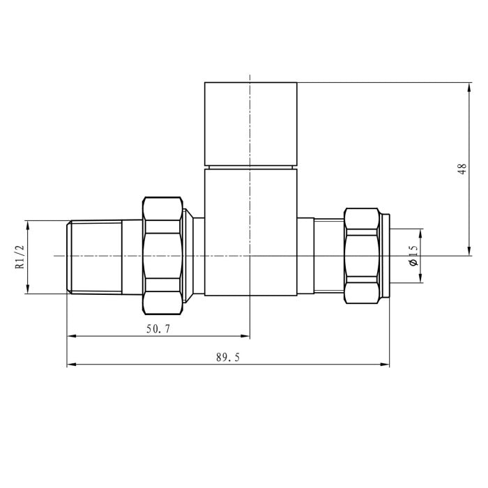 Eastbrook Square Head Straight Manual Radiator Valves Pair - Chrome