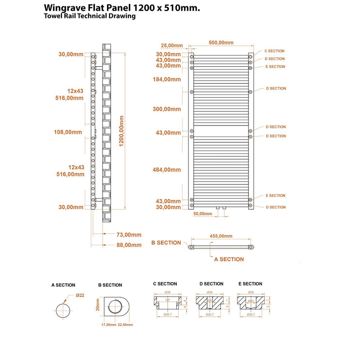 Eastbrook Wingrave Vertical Flat Panel Designer Radiator - Gloss White