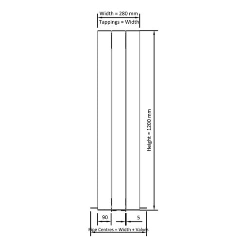 Eastbrook Guardia Aluminium Vertical Designer Radiator - Matt Grey