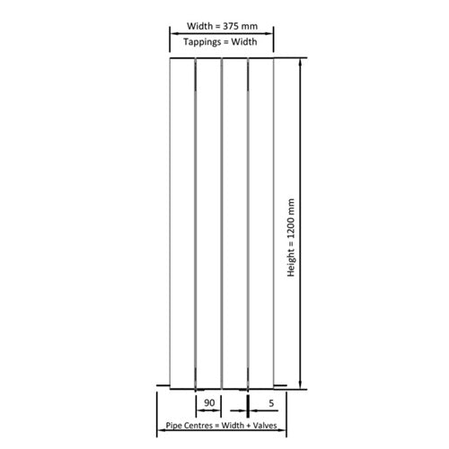 Eastbrook Guardia Aluminium Vertical Designer Radiator - Matt Grey