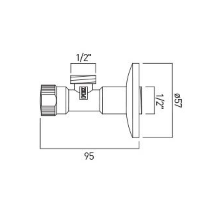 Vado Mini Angle Valve 1/2" x 1/2" - Chrome