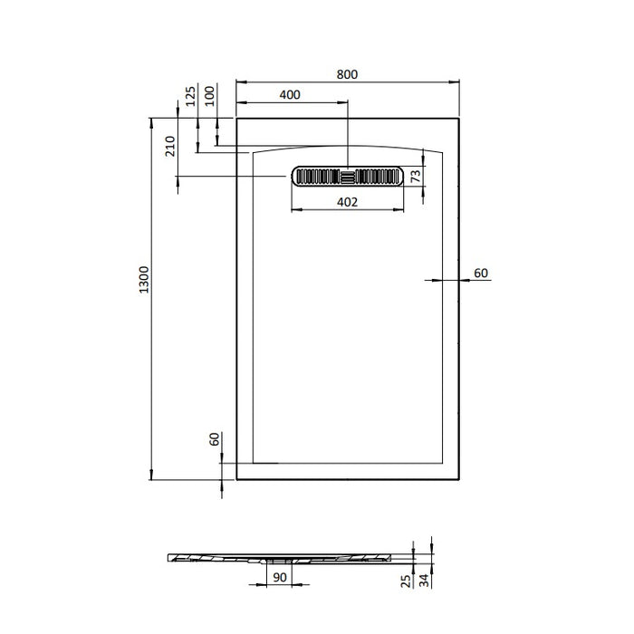 Crosswater Vito Low Profile Rectangular Shower Tray with Waste