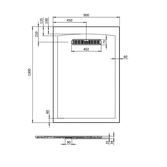 Crosswater Vito Low Profile Rectangular Shower Tray with Waste