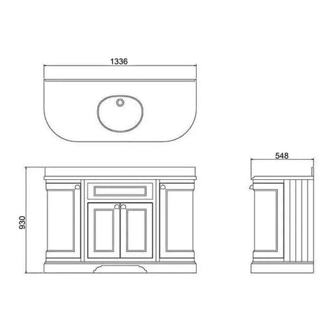 Burlington 1340mm 4 Drawer Floorstanding Vanity Unit