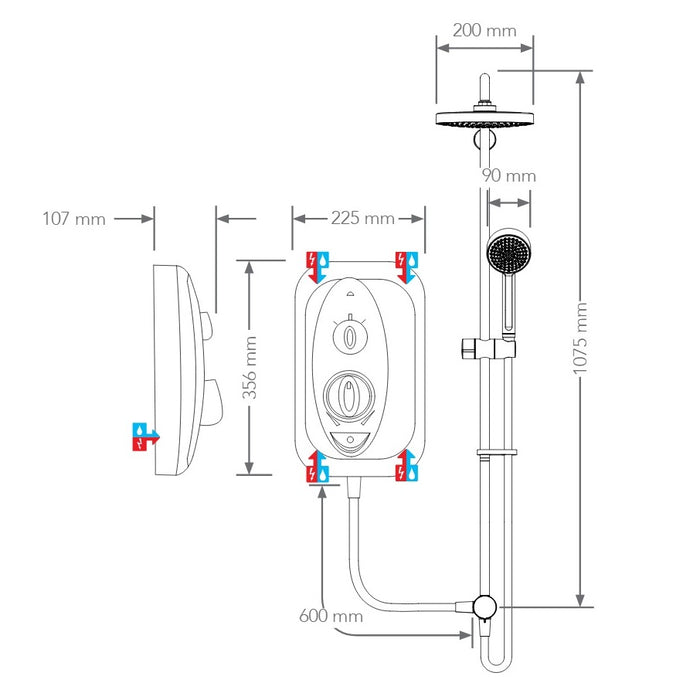 Mira Jump Dual Multi-Fit Electric Shower - White