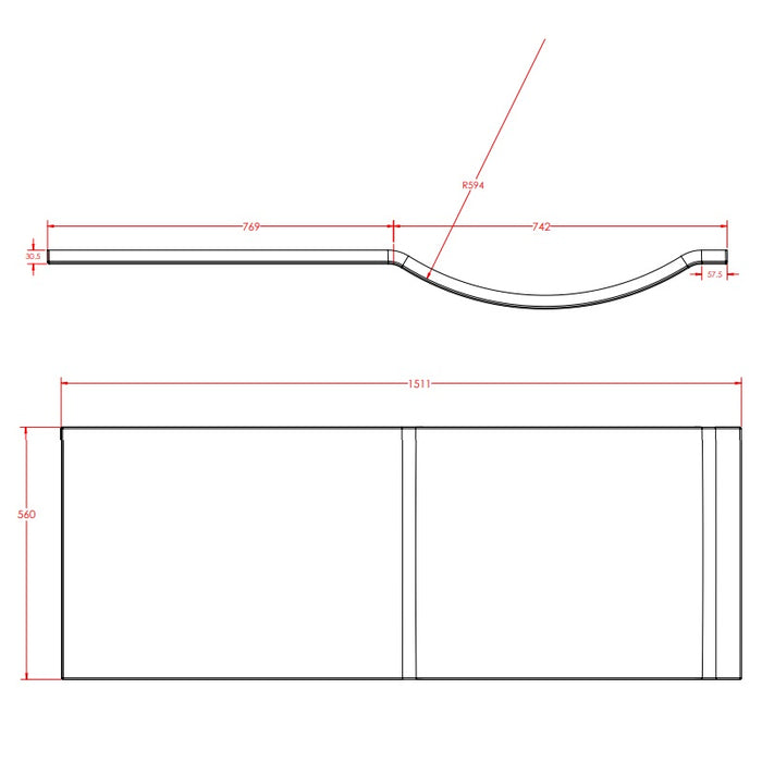 Eastbrook Portland P-Shaped Front Bath Panel - White