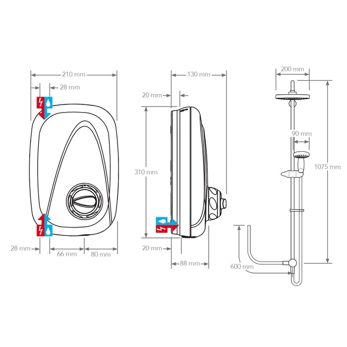 Mira Vigour Thermostatic Dual Power Shower - White/Chrome
