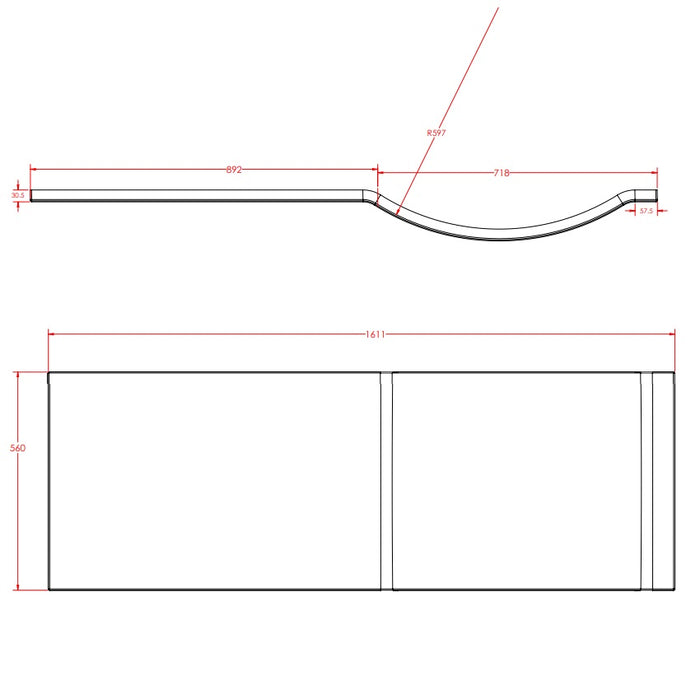 Eastbrook Portland P-Shaped Front Bath Panel - White