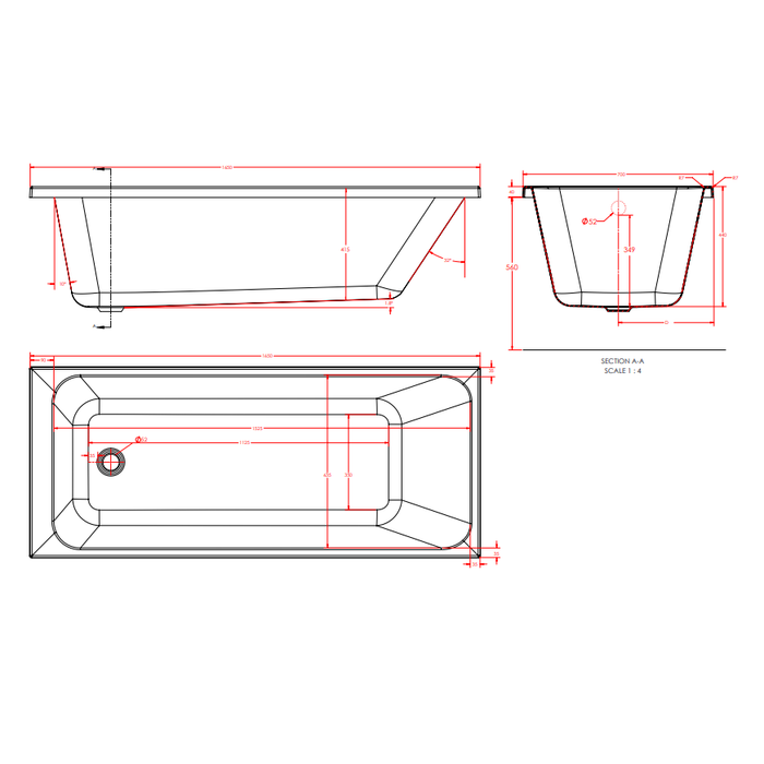 Eastbrook Malin Single Ended Bath - No Tap Holes - White