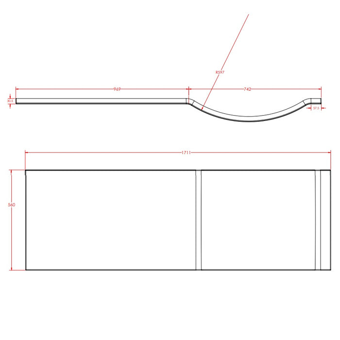 Eastbrook Portland P-Shaped Front Bath Panel - White