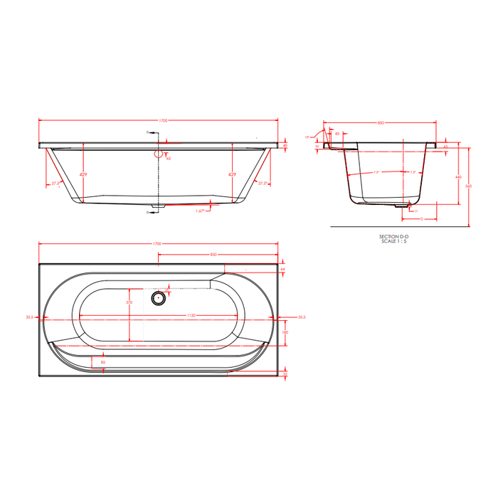 Eastbrook Biscay Reef Double Ended Bath - White