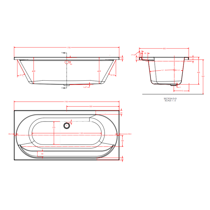 Eastbrook Biscay Reef Beauforte Double Ended Bath - White