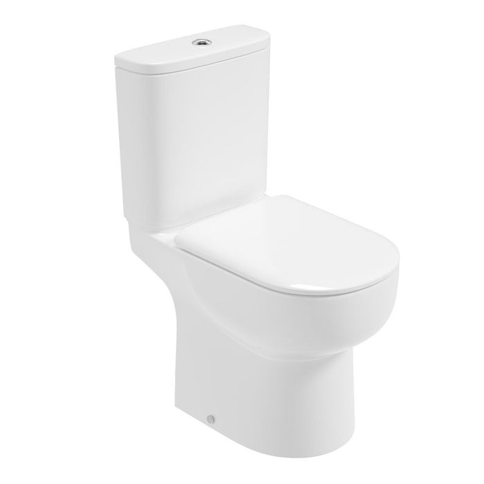 Sonas Via Rimless Comfort Height Open Back Close Coupled Toilet And Soft Close Seat - White