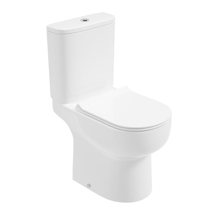 Sonas Via Rimless Comfort Height Open Back Close Coupled Toilet And Soft Close Seat - White