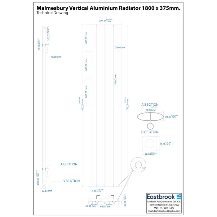 Eastbrook Malmesbury Aluminium Designer Radiator - Matt Black