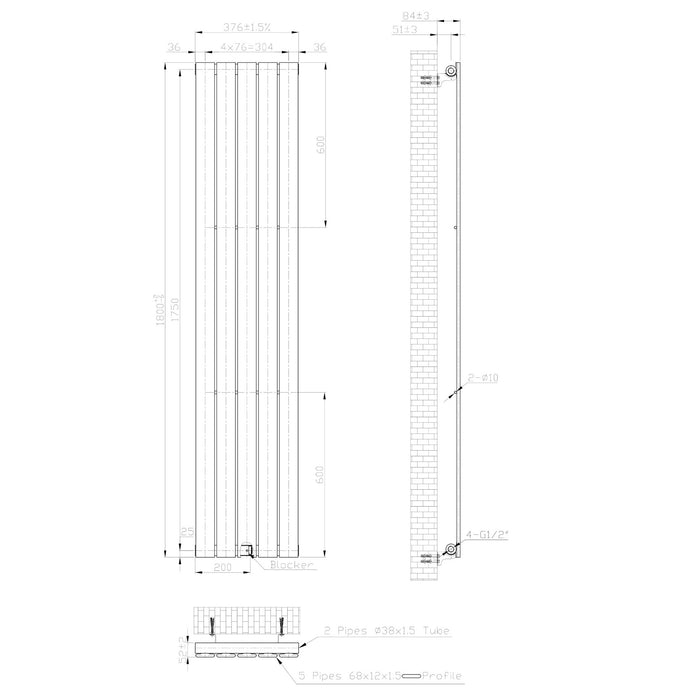 Eastbrook Warrington Type 10 Vertical Designer Radiator Gloss White