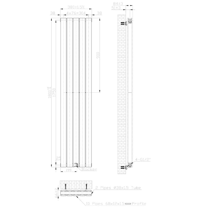 Eastbrook Warrington Type 20 Vertical Designer Radiator Gloss White