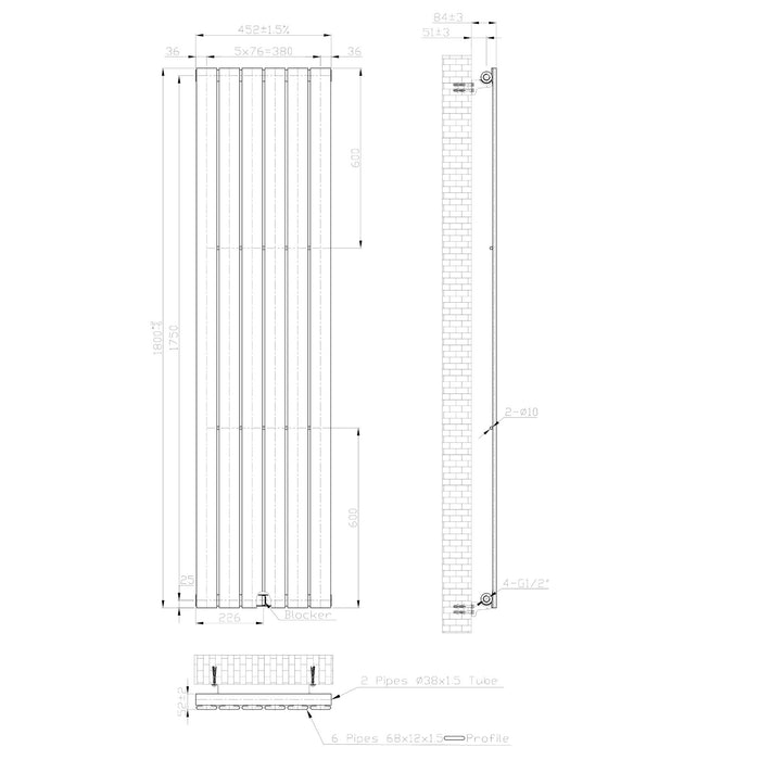 Eastbrook Warrington Type 10 Vertical Designer Radiator Gloss White