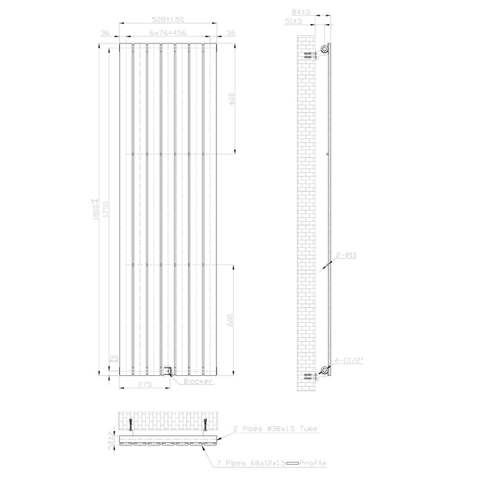 Eastbrook Warrington Type 10 Vertical Designer Radiator Gloss White