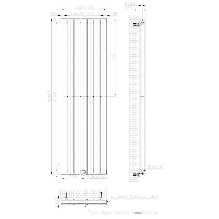 Eastbrook Warrington Type 20 Vertical Designer Radiator Gloss White