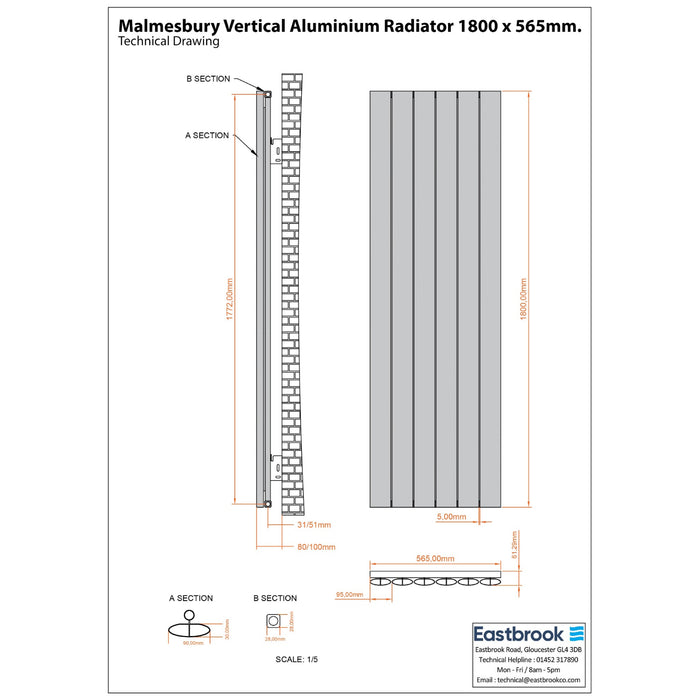 Eastbrook Malmesbury Aluminium Designer Radiator - Matt Black
