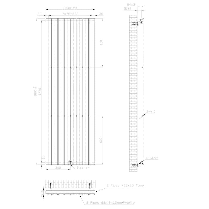 Eastbrook Warrington Type 10 Vertical Designer Radiator Gloss White
