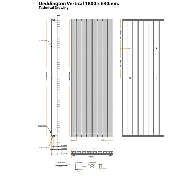 Eastbrook Deddington Vertical Designer Radiator - Matt Anthracite