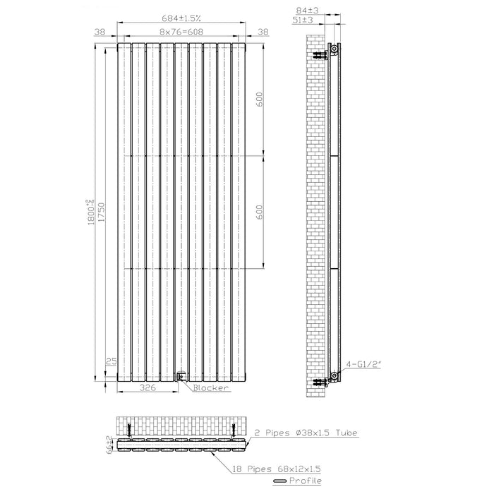 Eastbrook Warrington Type 20 Vertical Designer Radiator Gloss White