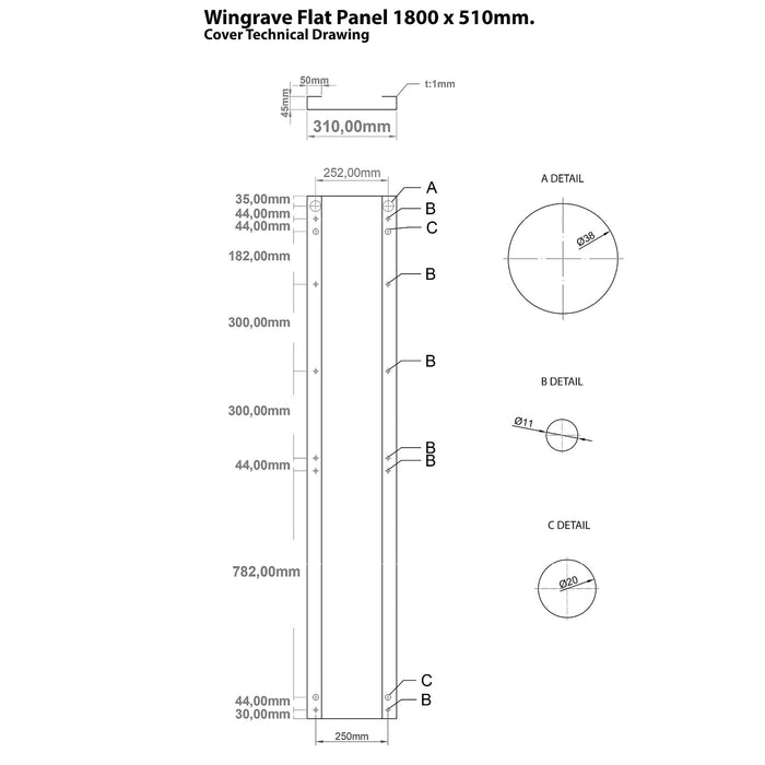 Eastbrook Wingrave Vertical Flat Panel Designer Radiator - Gloss White