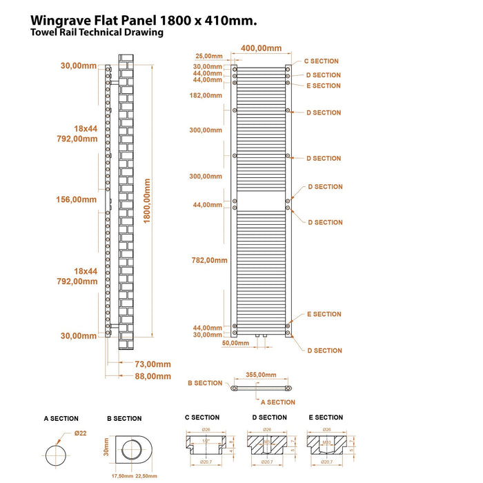 Eastbrook Wingrave Vertical Flat Panel Designer Radiator - Gloss White
