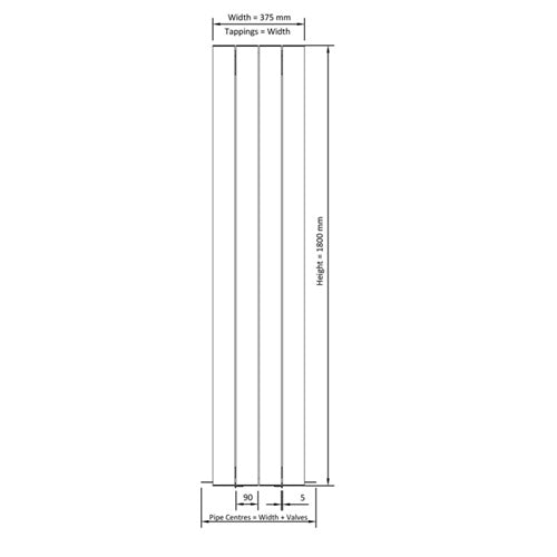 Eastbrook Guardia Aluminium Vertical Designer Radiator - Matt Grey