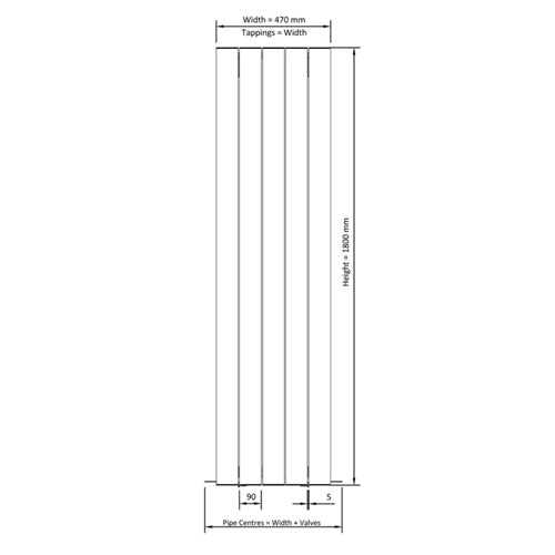 Eastbrook Guardia Aluminium Vertical Designer Radiator - Matt Grey